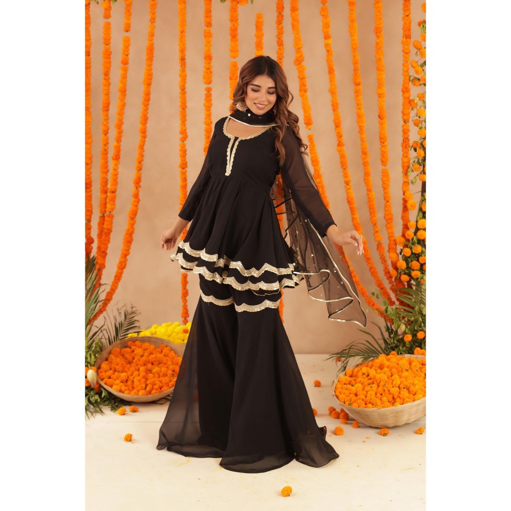 DEASHA INDIA Asin Black Sharara with Kurti & Dupatta