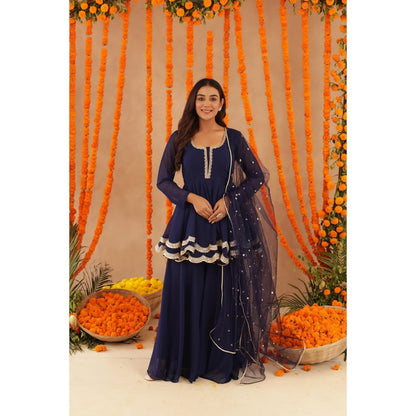 DEASHA INDIA Huma Navy Blue Kurti with Sharara & Dupatta
