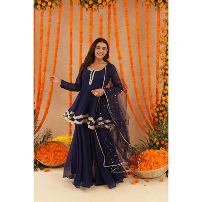 DEASHA INDIA Huma Navy Blue Kurti with Sharara & Dupatta