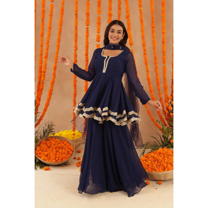DEASHA INDIA Huma Navy Blue Kurti with Sharara & Dupatta