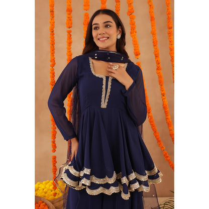 DEASHA INDIA Huma Navy Blue Kurti with Sharara & Dupatta