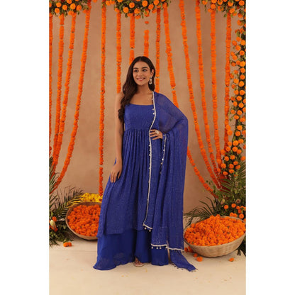 DEASHA INDIA Mishti Blue Lurex Kurta with Palazzo & Dupatta