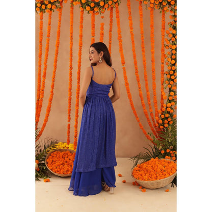 DEASHA INDIA Mishti Blue Lurex Kurta with Palazzo & Dupatta