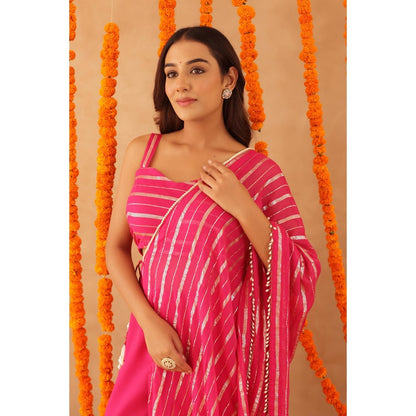 DEASHA INDIA Naaya Pink Lurex Blouse with Palazzo & Dupatta