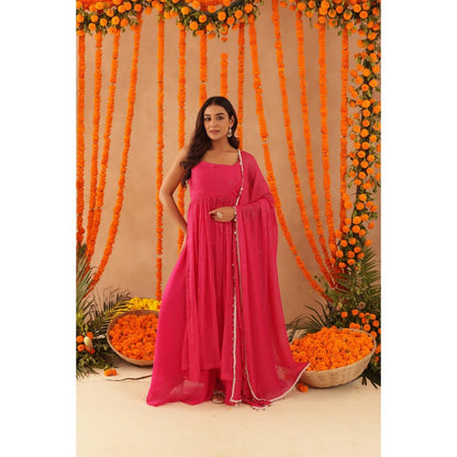 DEASHA INDIA Nishka Pink Lurex Kurta with Palazzo & Dupatta