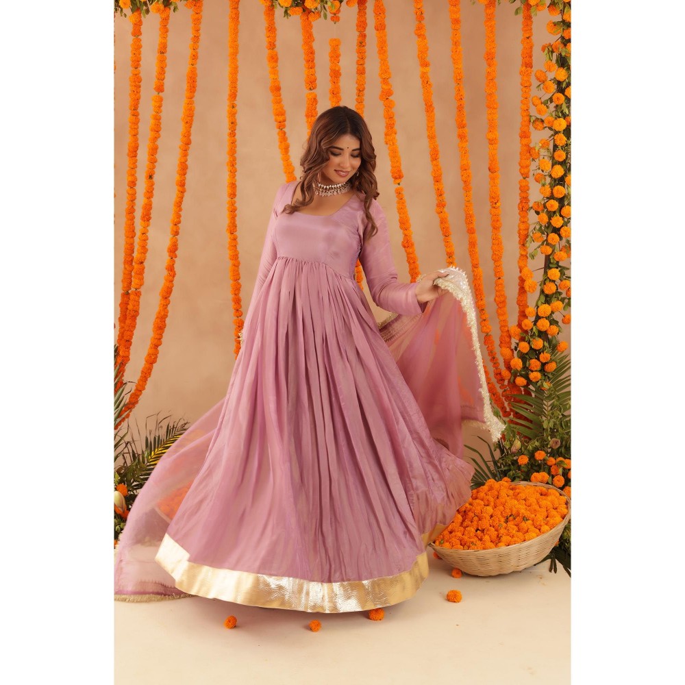 DEASHA INDIA Shubha Lilac Anarkali with Pant & Dupatta