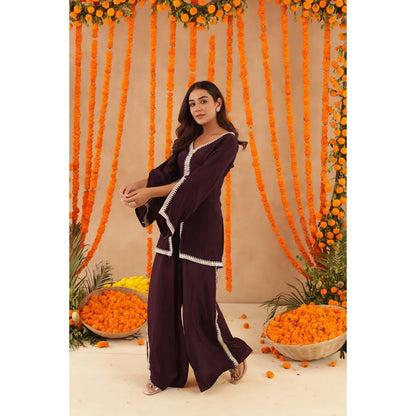 DEASHA INDIA Zehra Wine Coord Set