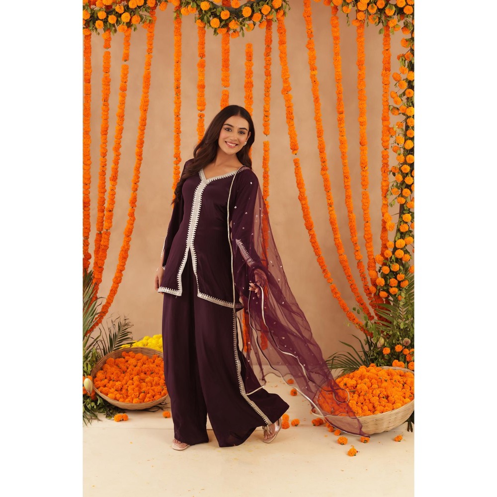 DEASHA INDIA Zehra Wine Coord Set