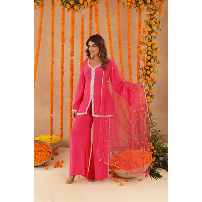DEASHA INDIA Ziva Pink Kurti with Palazzo & Dupatta