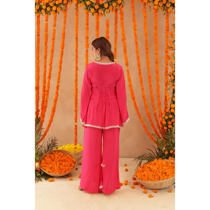 DEASHA INDIA Ziva Pink Kurti with Palazzo & Dupatta