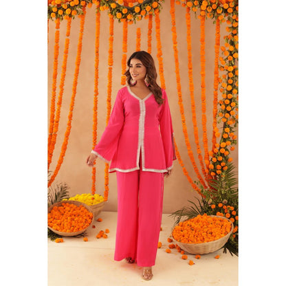 DEASHA INDIA Ziva Pink Kurti with Palazzo & Dupatta