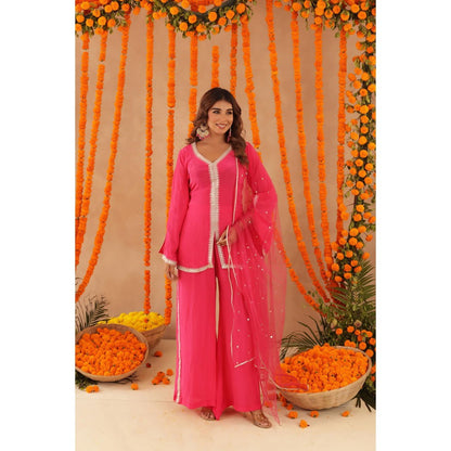 DEASHA INDIA Ziva Pink Kurti with Palazzo & Dupatta