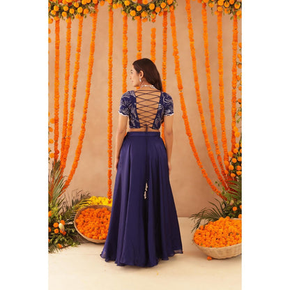 DEASHA INDIA Vibha Navy Blue Detailed Lehenga with Blouse and Dupatta