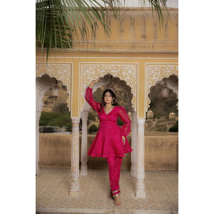 DEASHA INDIA Women Red Kota Striped Blouse with Pant