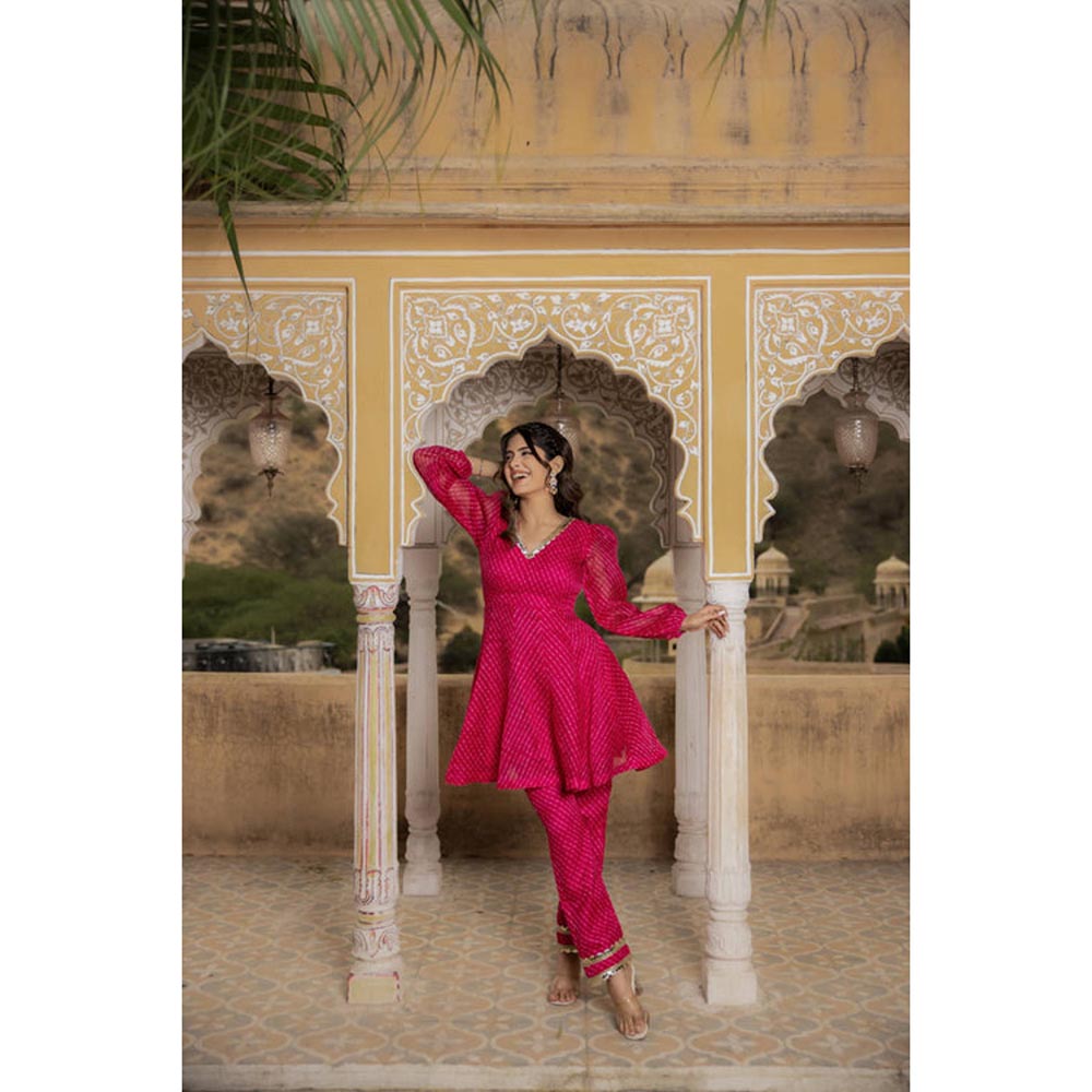 DEASHA INDIA Women Red Kota Striped Blouse with Pant