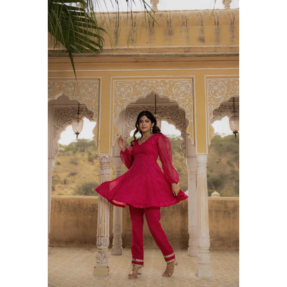 DEASHA INDIA Women Red Kota Striped Blouse with Pant