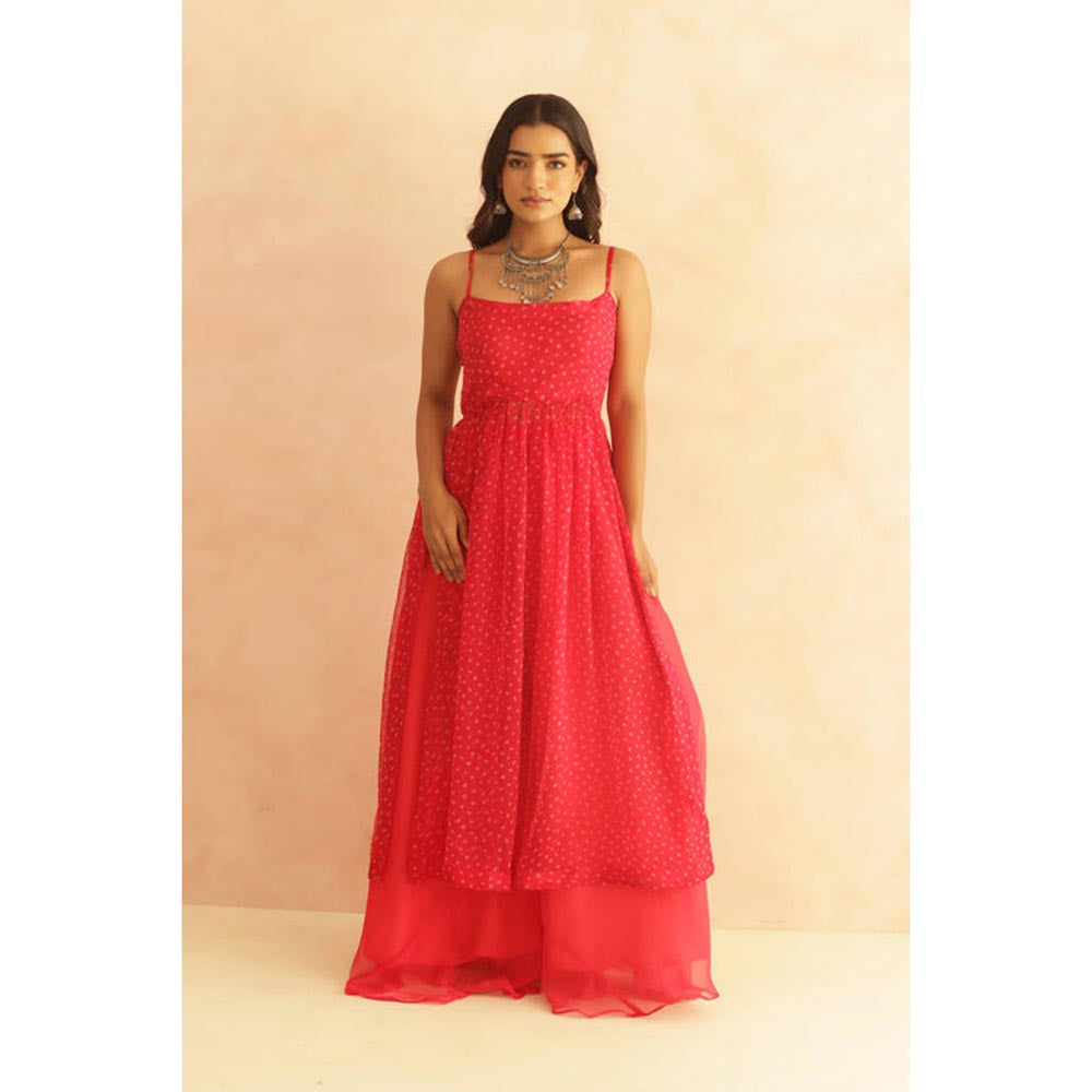 DEASHA INDIA Women Pink Georgette Embroidered Kurta with Palazzo