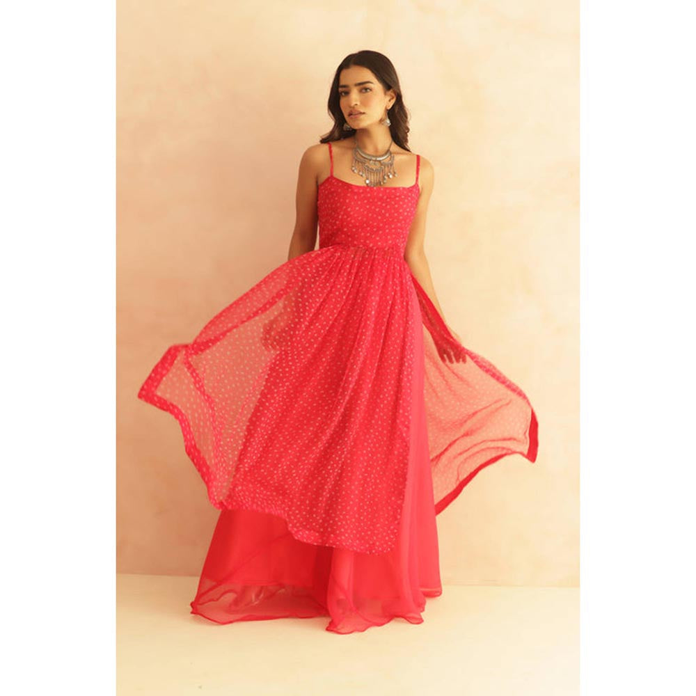 DEASHA INDIA Women Pink Georgette Embroidered Kurta with Palazzo