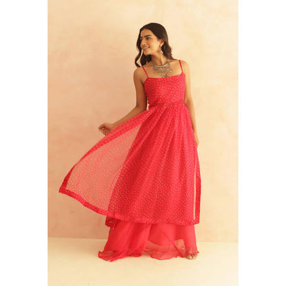 DEASHA INDIA Women Pink Georgette Embroidered Kurta with Palazzo