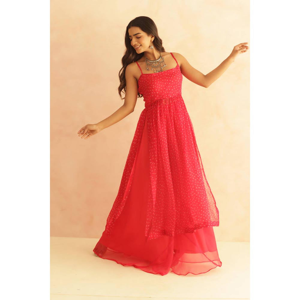 DEASHA INDIA Women Pink Georgette Embroidered Kurta with Palazzo