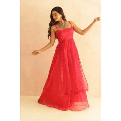 DEASHA INDIA Women Pink Georgette Embroidered Kurta with Palazzo