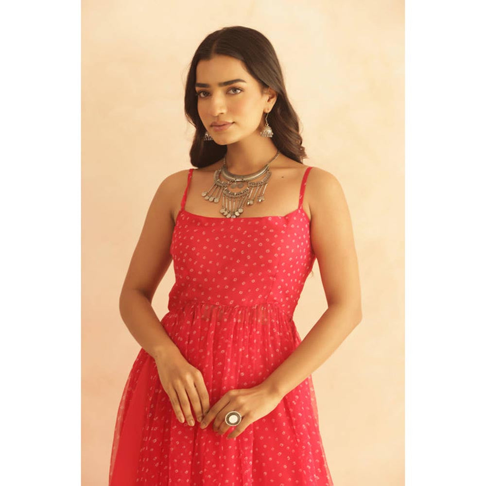 DEASHA INDIA Women Pink Georgette Embroidered Kurta with Palazzo