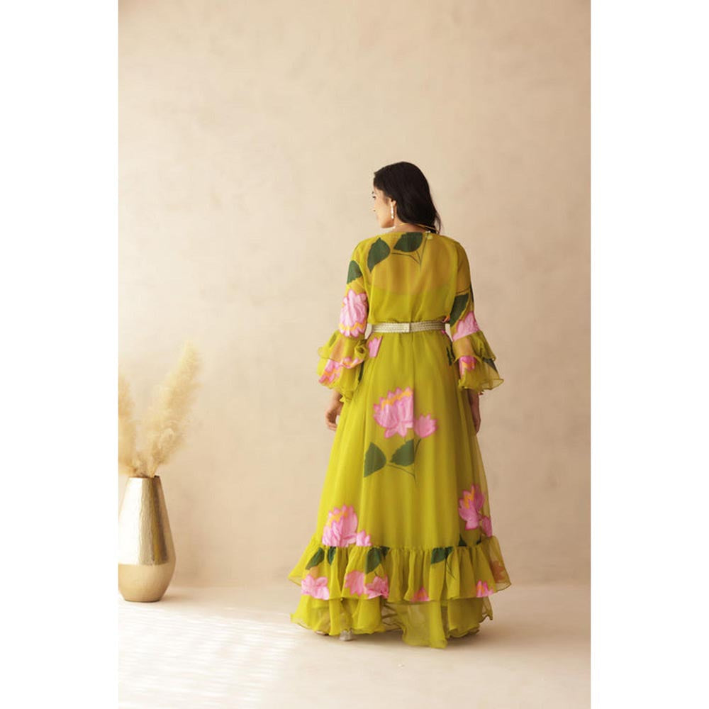 DEASHA INDIA Diva Green Hand Painted Shrug Set