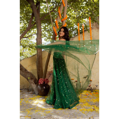 DEASHA INDIA Heena Green Net Embroidered Lehenga Set