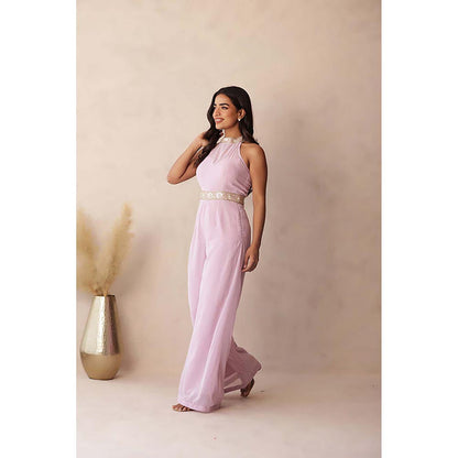 DEASHA INDIA Mauve Halter Neck Relaxed Fit Jumpsuit