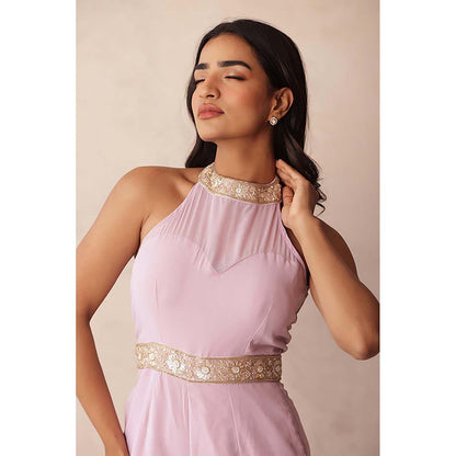 DEASHA INDIA Mauve Halter Neck Relaxed Fit Jumpsuit