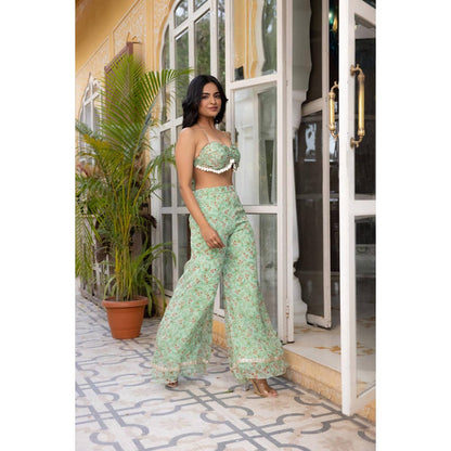 DEASHA INDIA Aliaa Sage Green Pearl Co-Ord Set