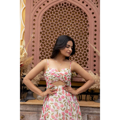 DEASHA INDIA Mehar Jasmine Off- White Floral Printed Maxi Dress
