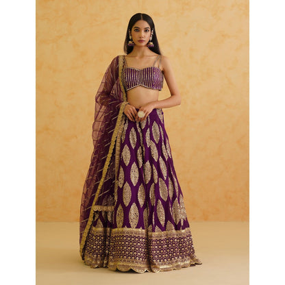 Deepika Chadha Purple Georgette Lehenga with Blouse and Dupatta (Set of 3)