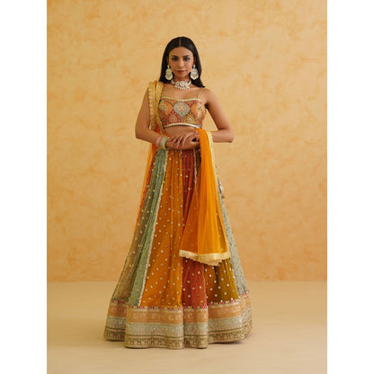 Deepika Chadha Multi Coloured Lehenga with Blouse and Dupatta (Set of 3)
