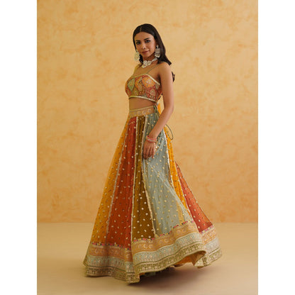 Deepika Chadha Multi Coloured Lehenga with Blouse and Dupatta (Set of 3)