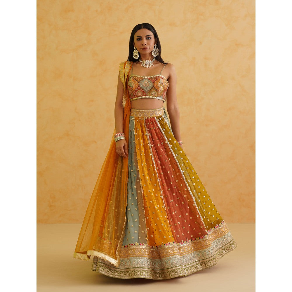 Deepika Chadha Multi Coloured Lehenga with Blouse and Dupatta (Set of 3)