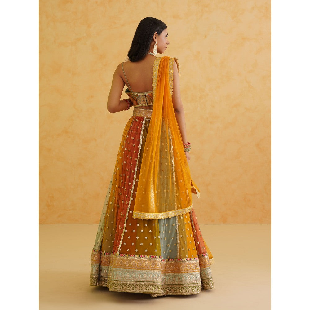 Deepika Chadha Multi Coloured Lehenga with Blouse and Dupatta (Set of 3)