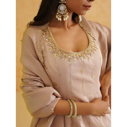 Deepika Chadha Blush Pink Georgette Tissue Sharara with Kurti and Dupatta (Set of 3)