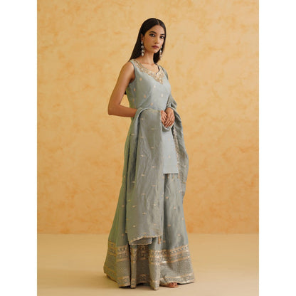 Deepika Chadha Grey Georgette Tissue Sharara with Kurti and Dupatta (Set of 3)