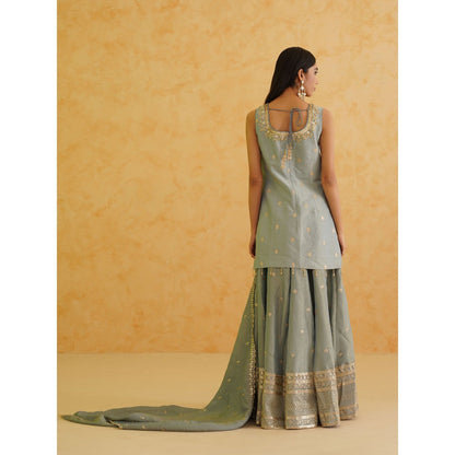 Deepika Chadha Grey Georgette Tissue Sharara with Kurti and Dupatta (Set of 3)
