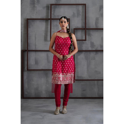 Deepika Chadha Pink Kurti with Churidar and Choker Dupatta (Set of 3)