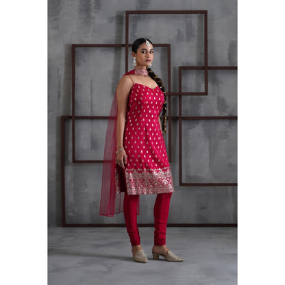 Deepika Chadha Pink Kurti with Churidar and Choker Dupatta (Set of 3)