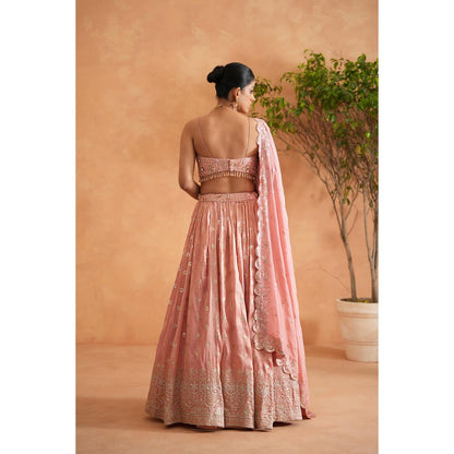 Deepika Chadha Pink Embellished Blouse with Lehenga and Dupatta (Set of 3)