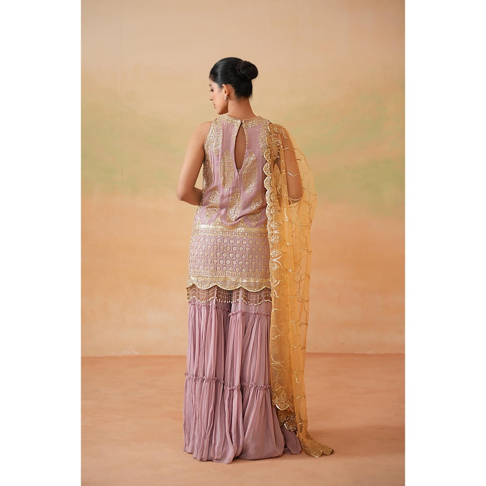 Deepika Chadha Purple Kurti with Sharara and Dupatta (Set of 3)