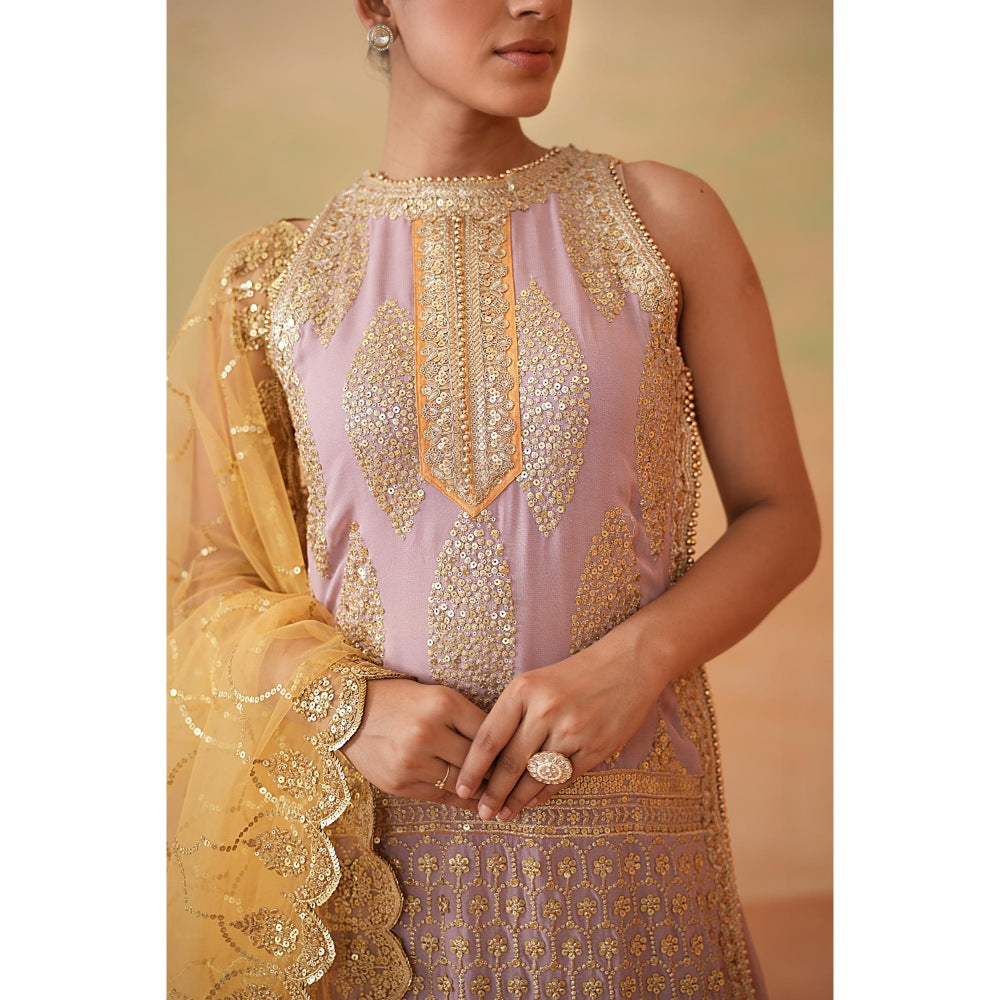 Deepika Chadha Purple Kurti with Sharara and Dupatta (Set of 3)