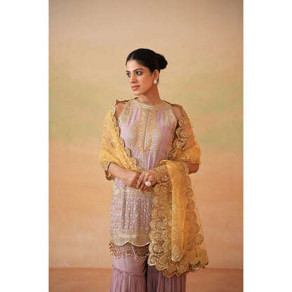 Deepika Chadha Purple Kurti with Sharara and Dupatta (Set of 3)