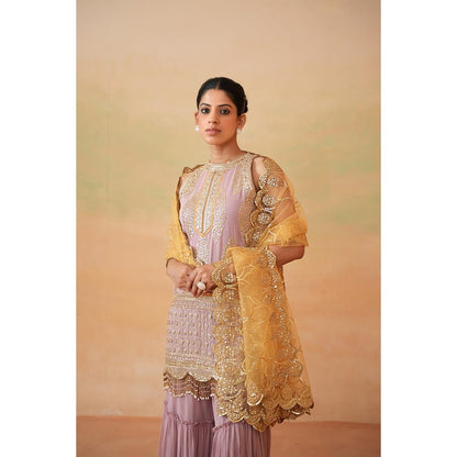 Deepika Chadha Purple Kurti with Sharara and Dupatta (Set of 3)