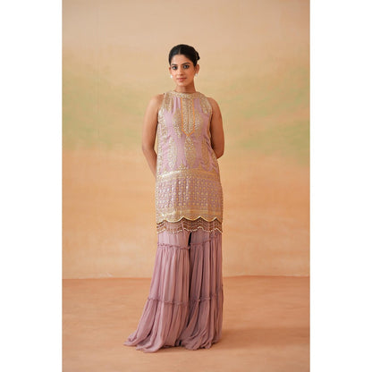 Deepika Chadha Purple Kurti with Sharara and Dupatta (Set of 3)