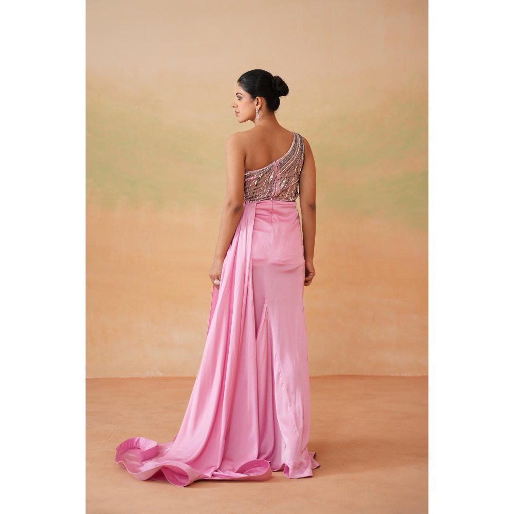Deepika Chadha Pink Embroidered Gown