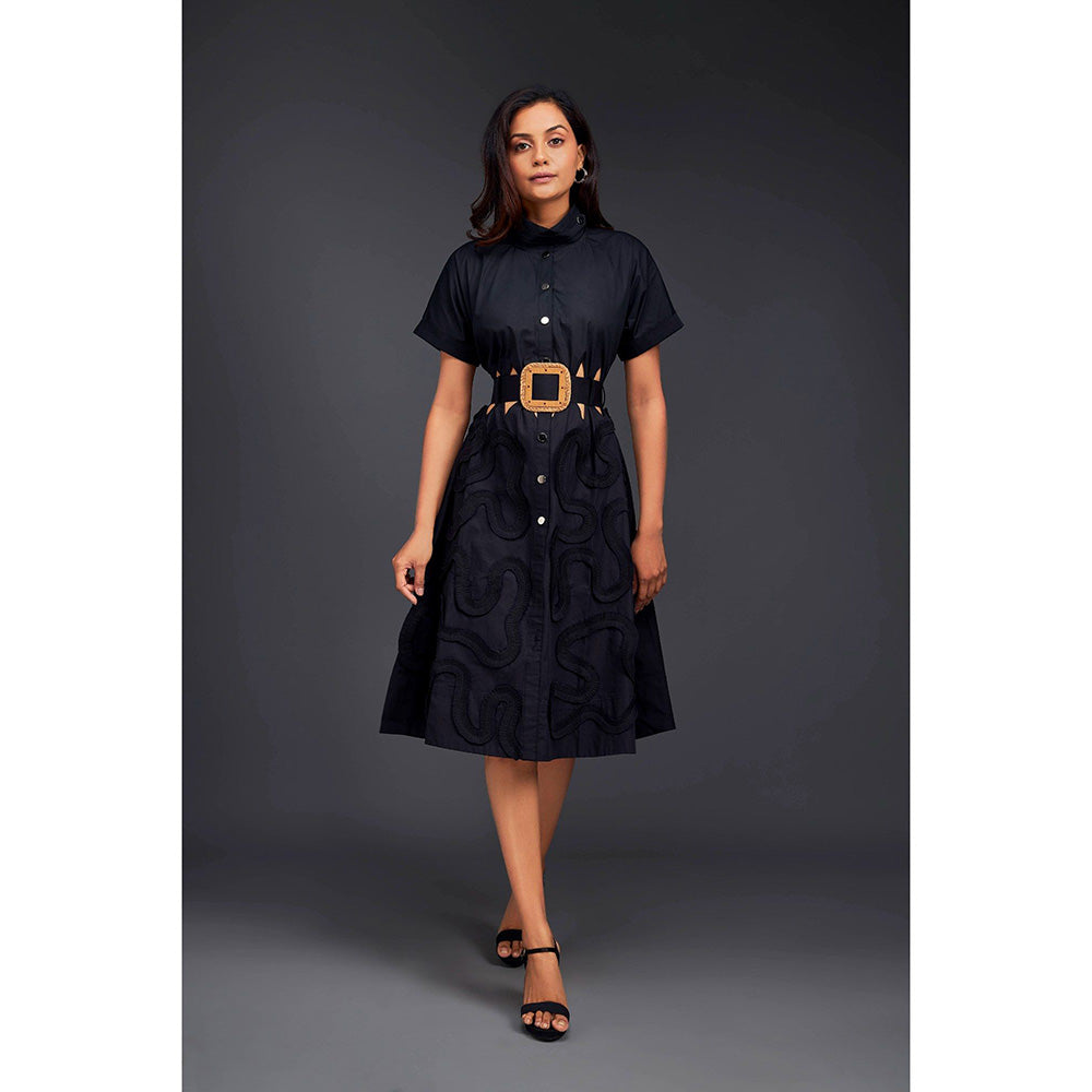 Deepika Arora A Line Button Down Dress with Belt (Set of 2)